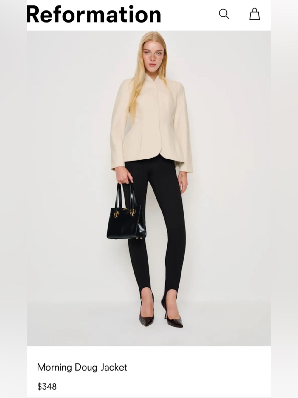 REFORMATION x Nara Smith Morning Doug Jacket Creme Sz XS - NWT $348
